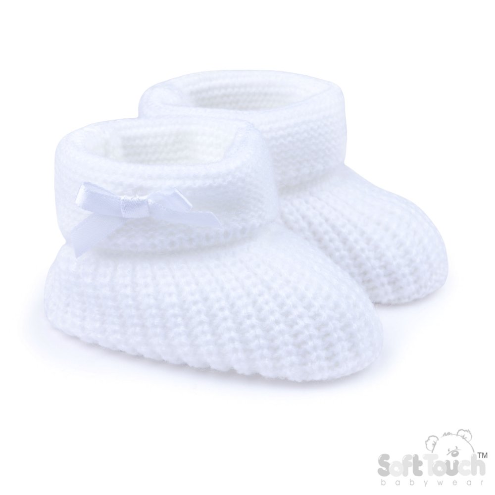 B450-W: White Acrylic Bootees with Bow B450-W: White Acrylic Bootees with Bow